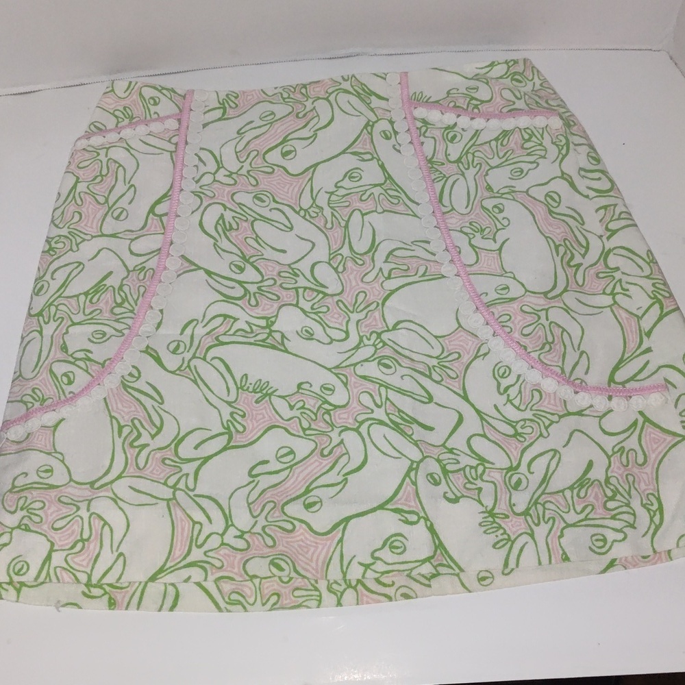 Vintage Lilly Pulitzer skirt frog print green white pink size 4